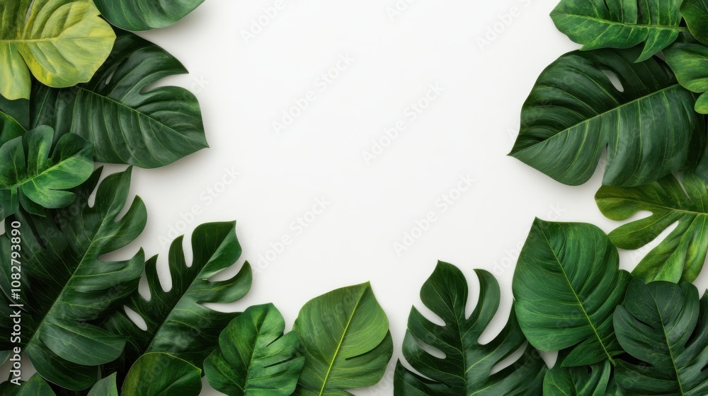 Fototapeta premium Tropical Green Leaves Frame for Creative Projects