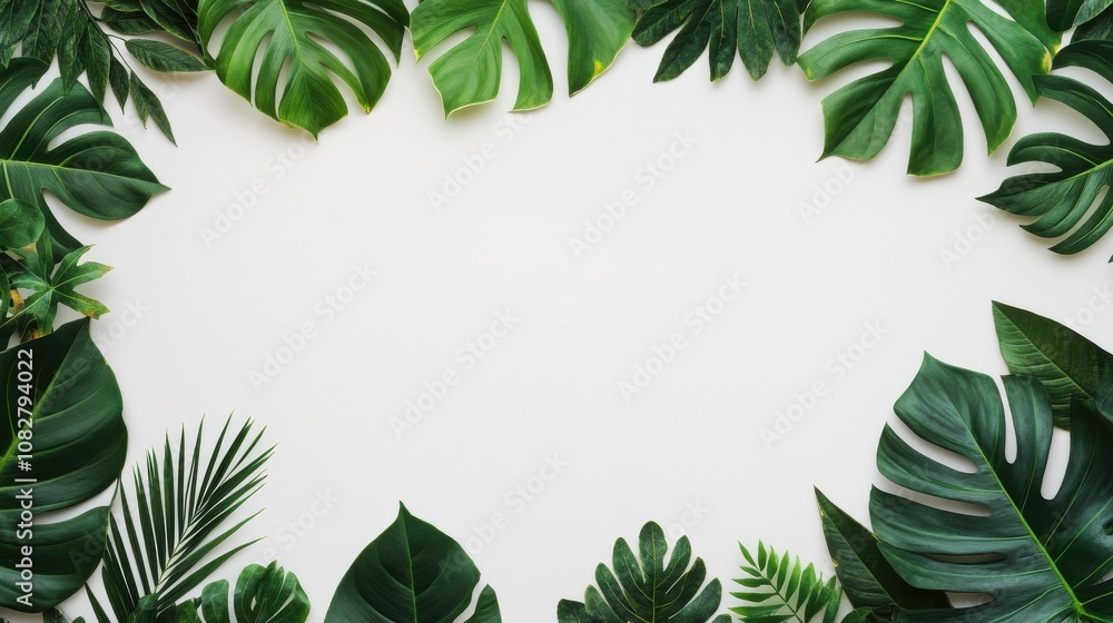 Lush Tropical Leaves Frame for Design Projects Lush Tropical Leaves Frame for Design Projects