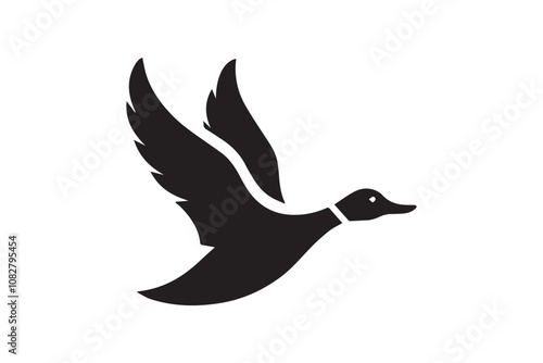 flying duck vector silhouette isolated in white background