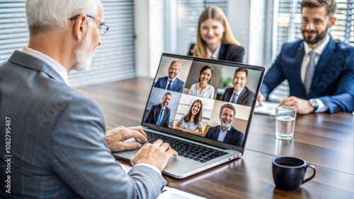 Businessperson Videoconferencing On Laptop