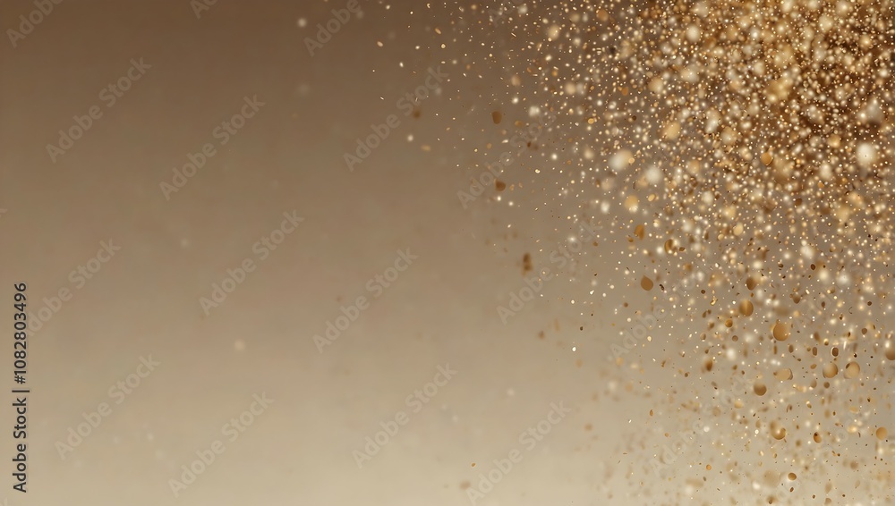 Gold glitter falling on a light brown background.
Gold glitter falling on a light brown background.