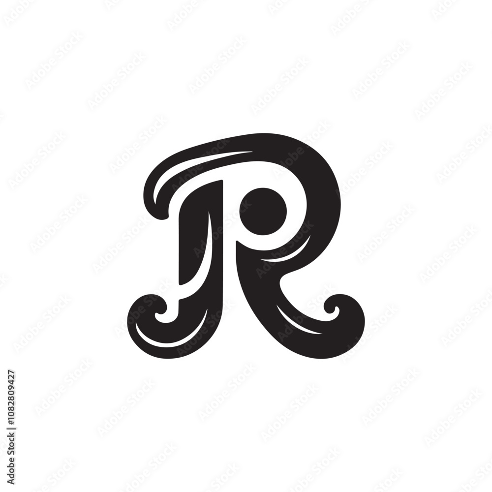 Stylish and creative letter R vector icon with fluid and curved shape Stylish and creative letter R vector icon with fluid and curved shape