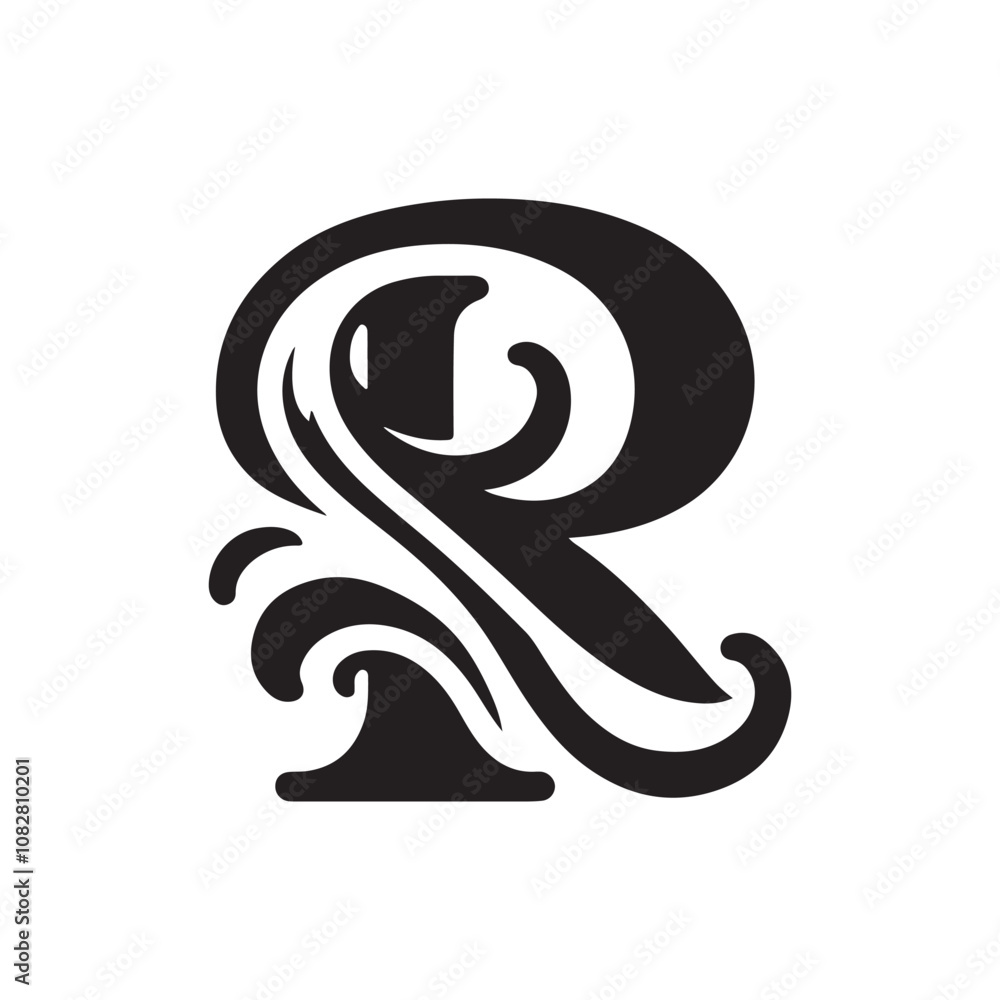 Stylish and creative letter R vector icon with fluid and curved shape Stylish and creative letter R vector icon with fluid and curved shape