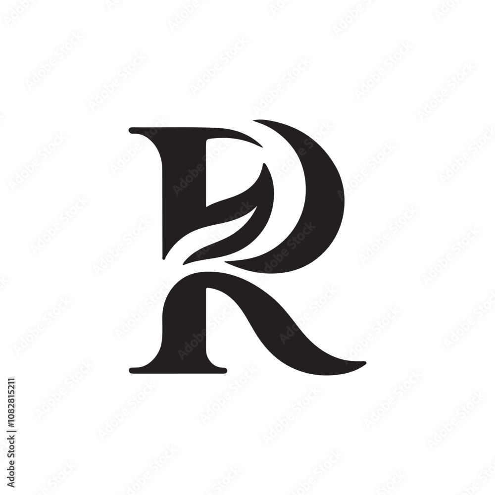 Letter R with leaf Letter R with leaf