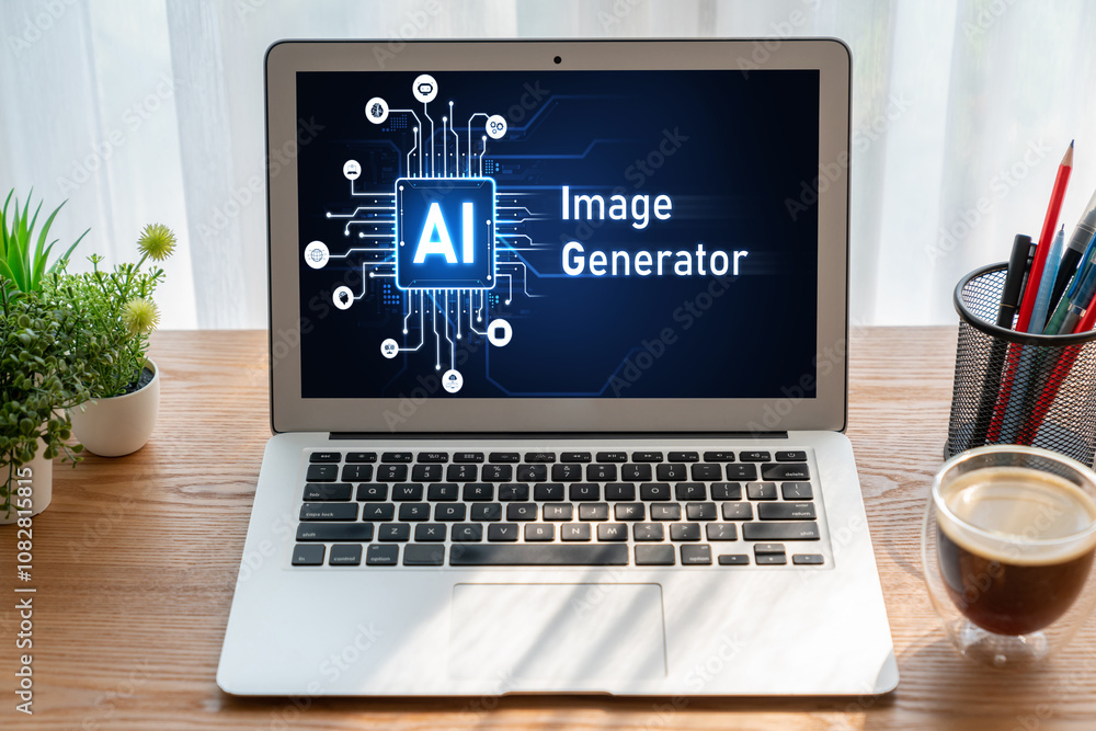 Fototapeta premium Generative AI virtual assistant tools for prompt engineer and user for ease of engage artificial intelligence AI technology help people to work with generative AI functions by prompting the AI snugly
