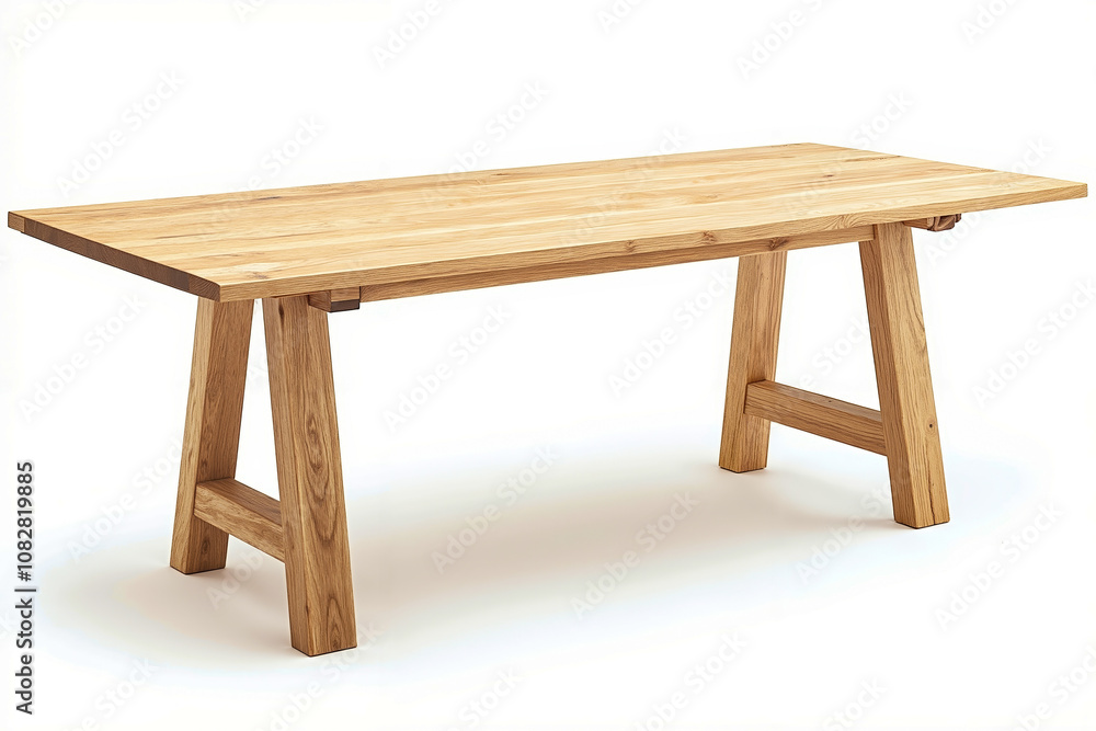 A wooden table with two legs on a white background A wooden table with two legs on a white background