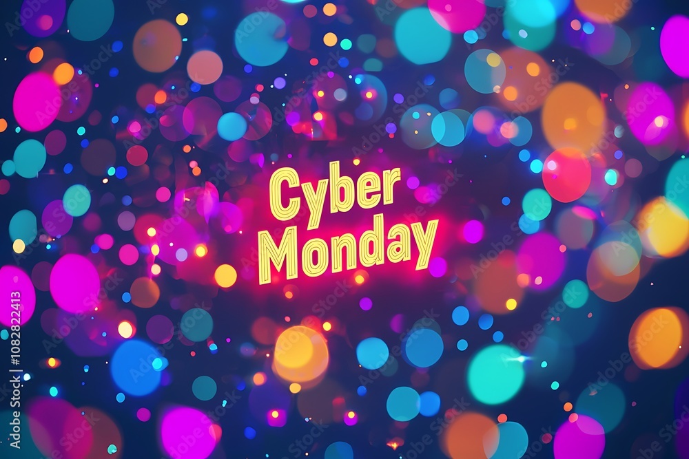 cyber monday banner with colorfull blurry light cyber monday banner with colorfull blurry light