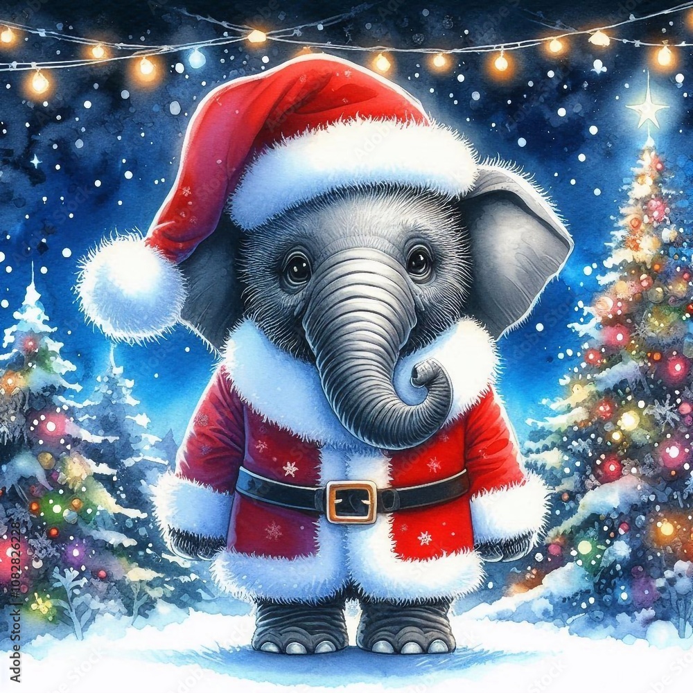 kleiner Elefant als Weihnachtsmann kleiner Elefant als Weihnachtsmann