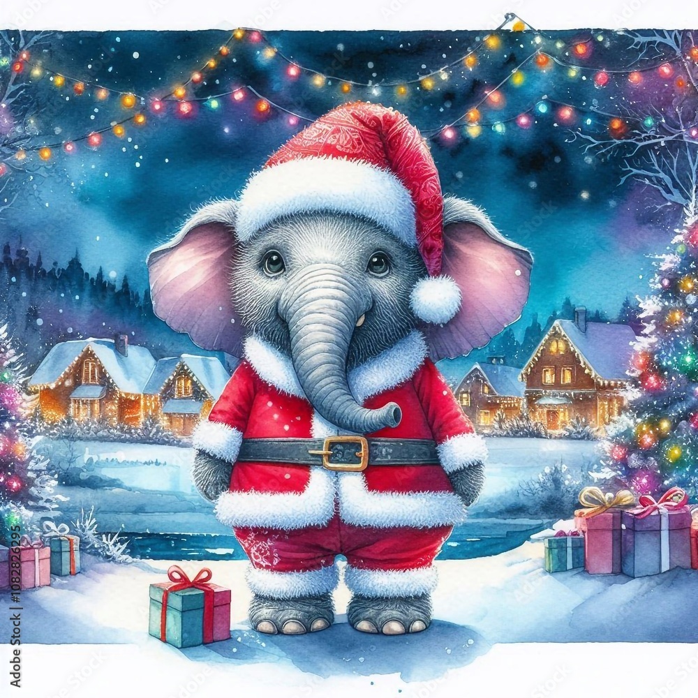 kleiner Elefant als Weihnachtsmann kleiner Elefant als Weihnachtsmann