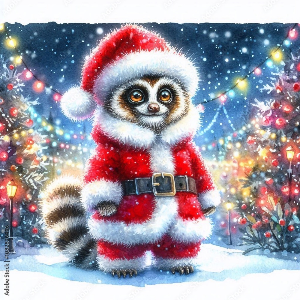 niedliches Loris als Weihnachtsmann niedliches Loris als Weihnachtsmann