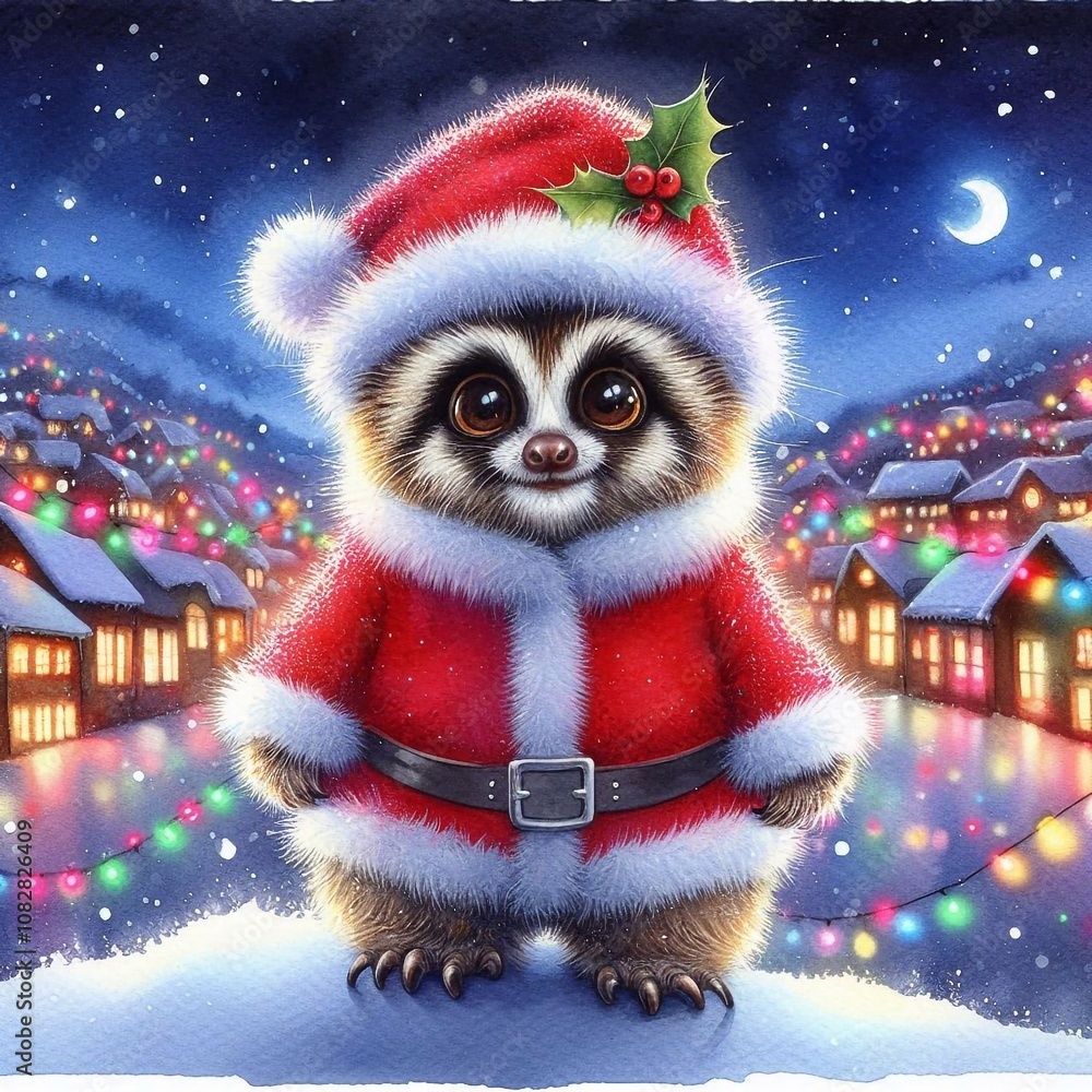 niedliches Loris als Weihnachtsmann niedliches Loris als Weihnachtsmann