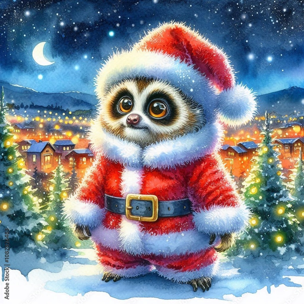 niedliches Loris als Weihnachtsmann niedliches Loris als Weihnachtsmann