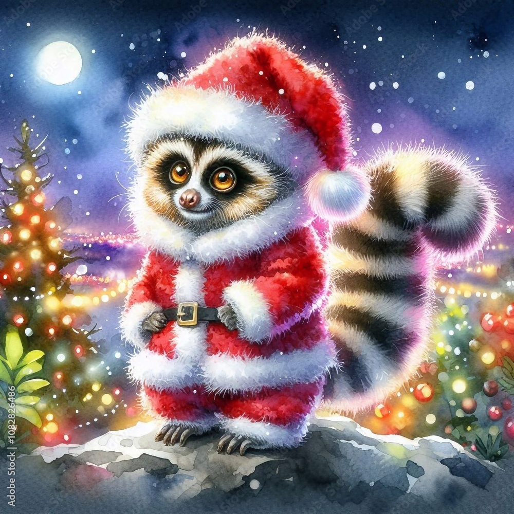 niedliches Loris als Weihnachtsmann niedliches Loris als Weihnachtsmann