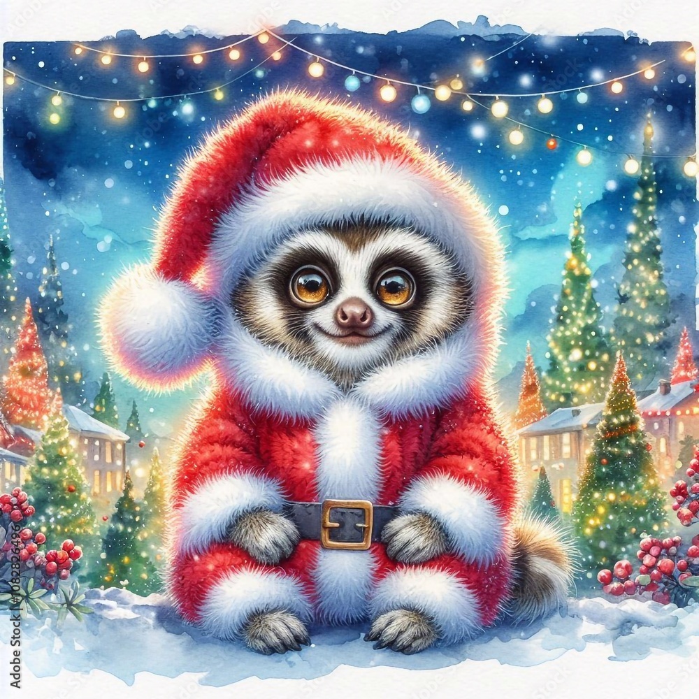 niedliches Loris als Weihnachtsmann niedliches Loris als Weihnachtsmann