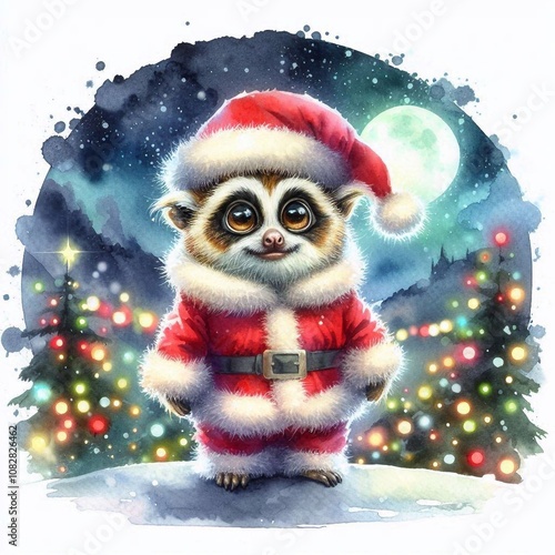 niedliches Loris als Weihnachtsmann photo