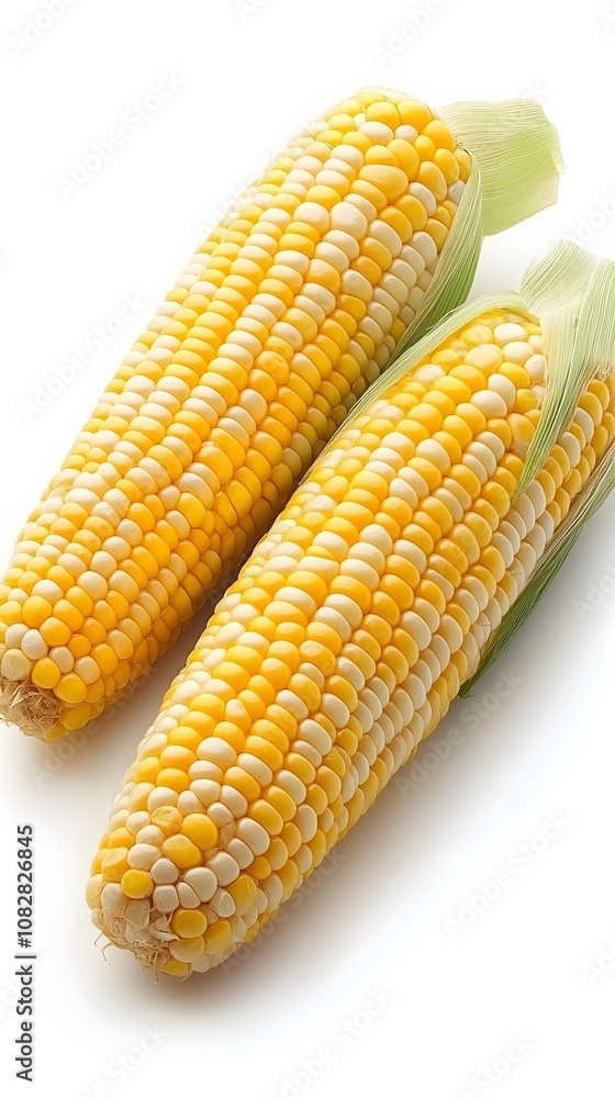 Food, Cooked Corn on the Cob, on White Background, Photo Realistic, Wallpaper, Cover and Screen for Smartphone, PC, Laptop, 9:16 and 16:9 Format Food, Cooked Corn on the Cob, on White Background, Photo Realistic, Wallpaper, Cover and Screen for Smartphone, PC, Laptop, 9:16 and 16:9 Format