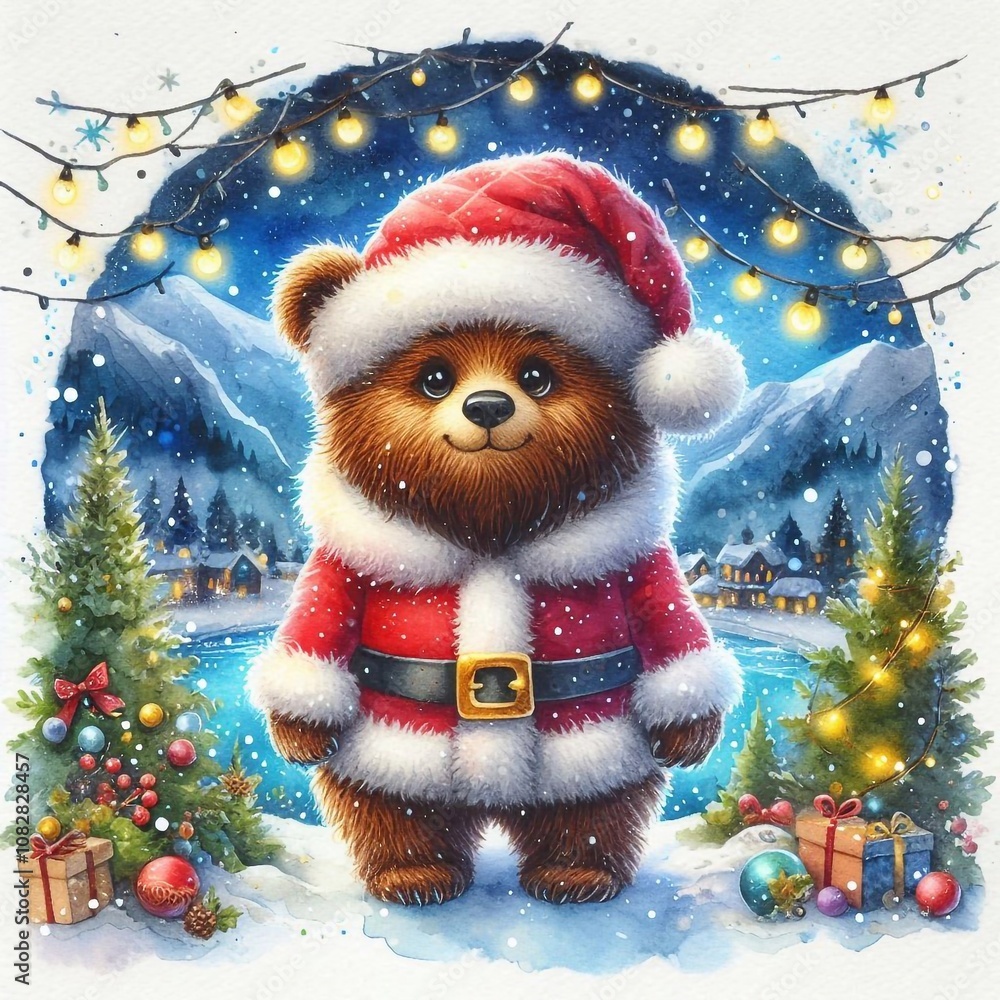 kleiner Grizzlybär als Weihnachtsmann kleiner Grizzlybär als Weihnachtsmann
