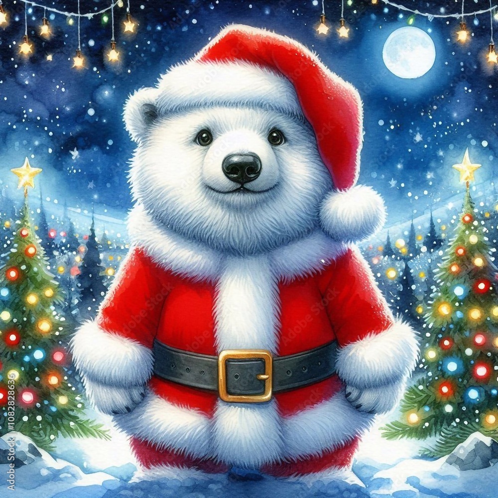 kleiner niedlicher Eisbär als Weihnachtsmann kleiner niedlicher Eisbär als Weihnachtsmann
