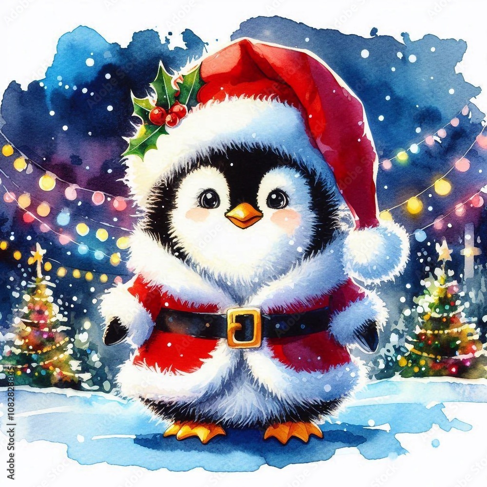 niedlicher Pinguin als Weihnachtsmann niedlicher Pinguin als Weihnachtsmann