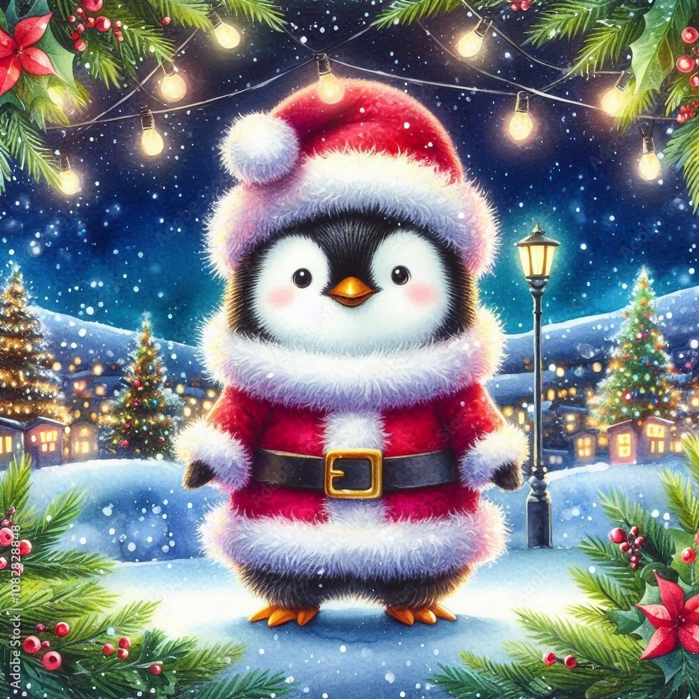 niedlicher Pinguin als Weihnachtsmann niedlicher Pinguin als Weihnachtsmann
