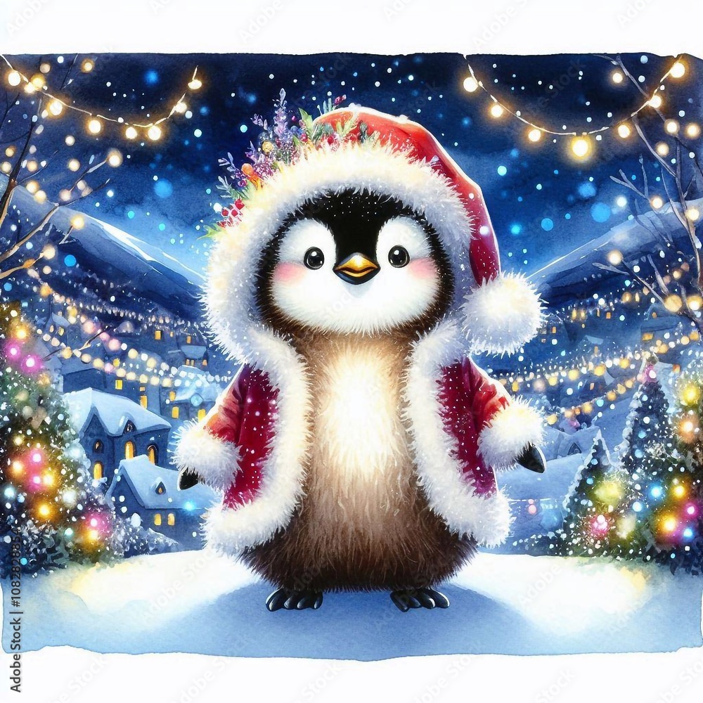 niedlicher Pinguin als Weihnachtsmann niedlicher Pinguin als Weihnachtsmann