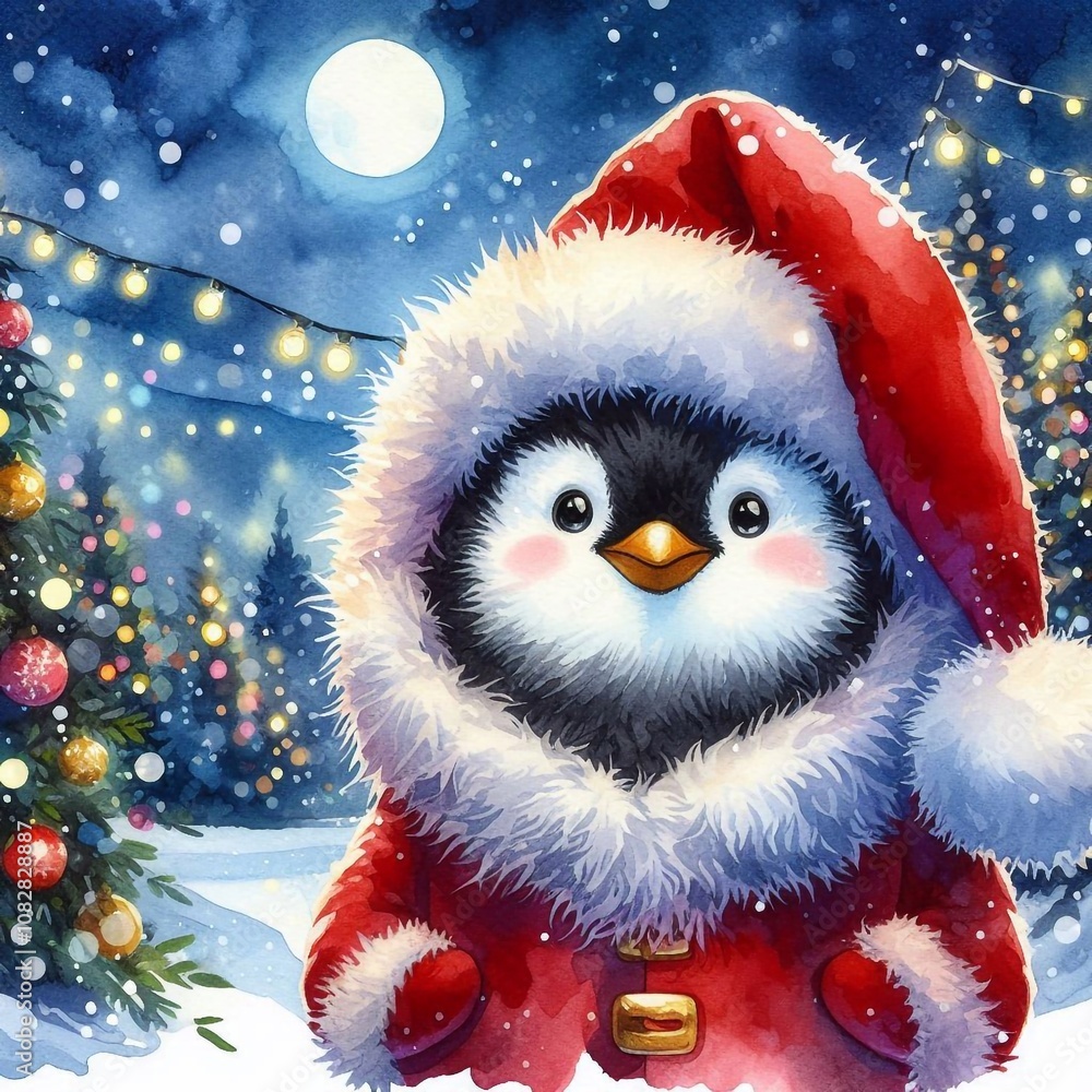 niedlicher Pinguin als Weihnachtsmann niedlicher Pinguin als Weihnachtsmann