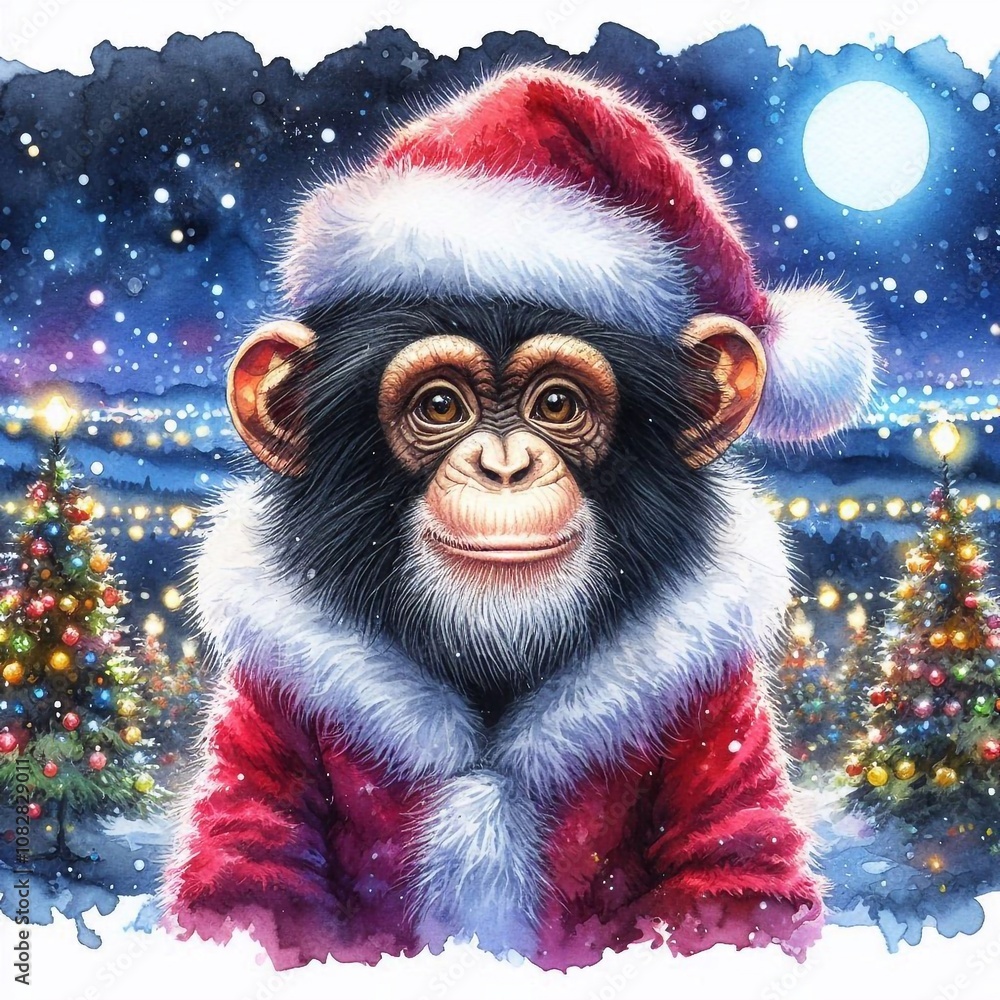 Schimpanse als Weihnachtsmann Schimpanse als Weihnachtsmann
