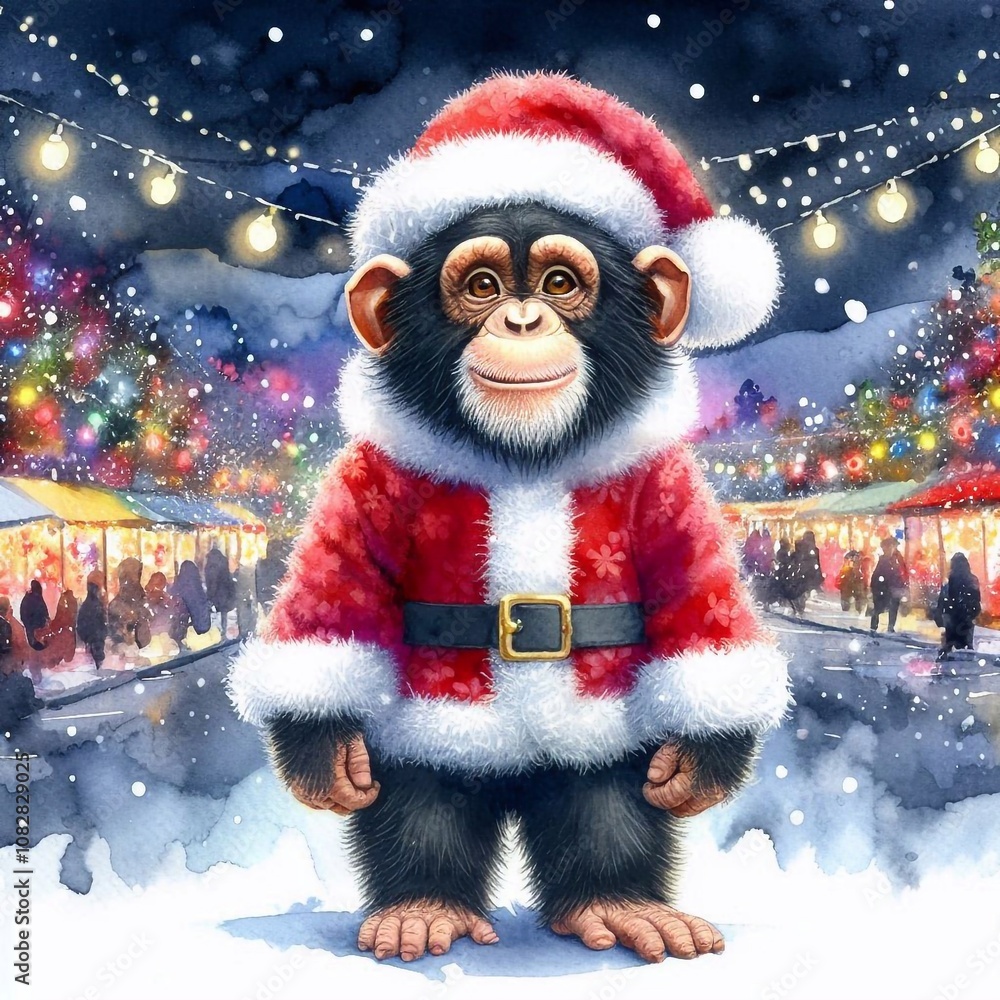 Schimpanse als Weihnachtsmann Schimpanse als Weihnachtsmann