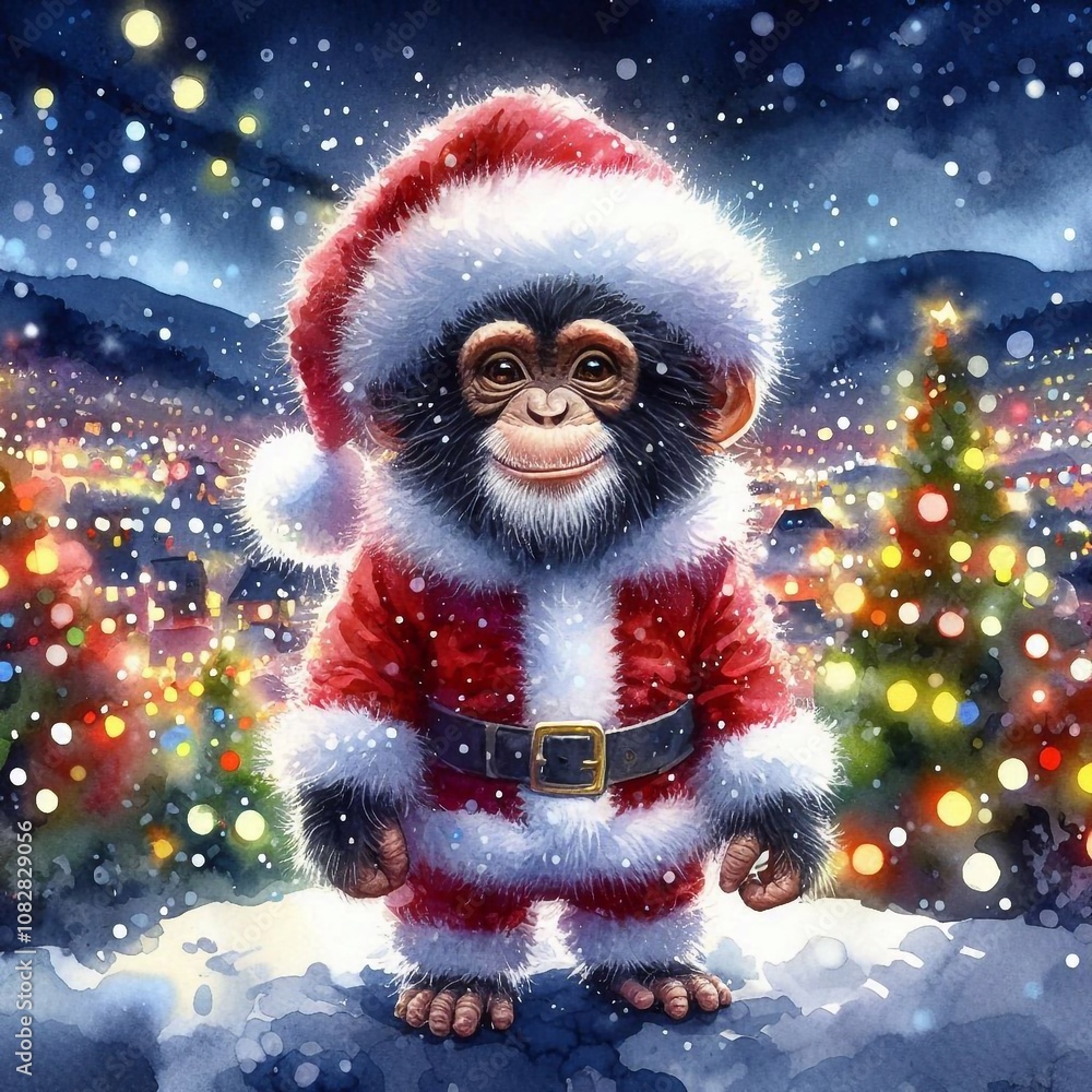 Schimpanse als Weihnachtsmann Schimpanse als Weihnachtsmann