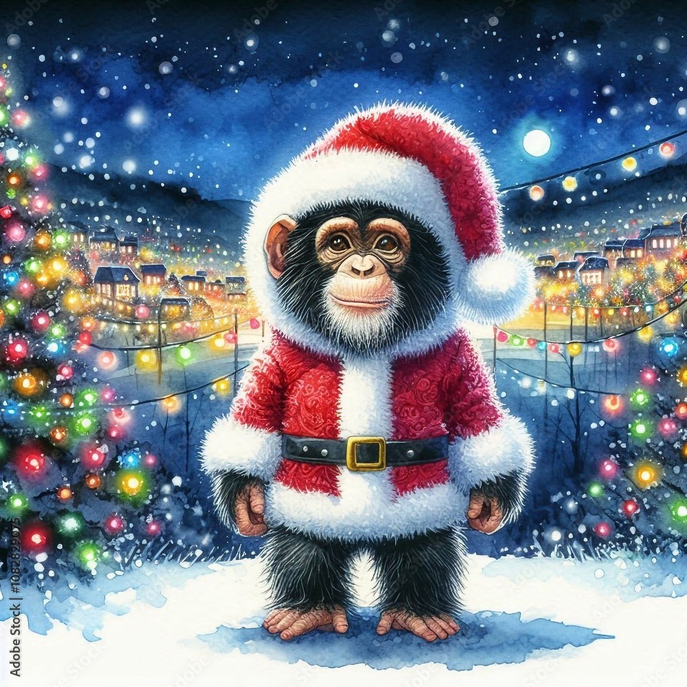 Schimpanse als Weihnachtsmann Schimpanse als Weihnachtsmann