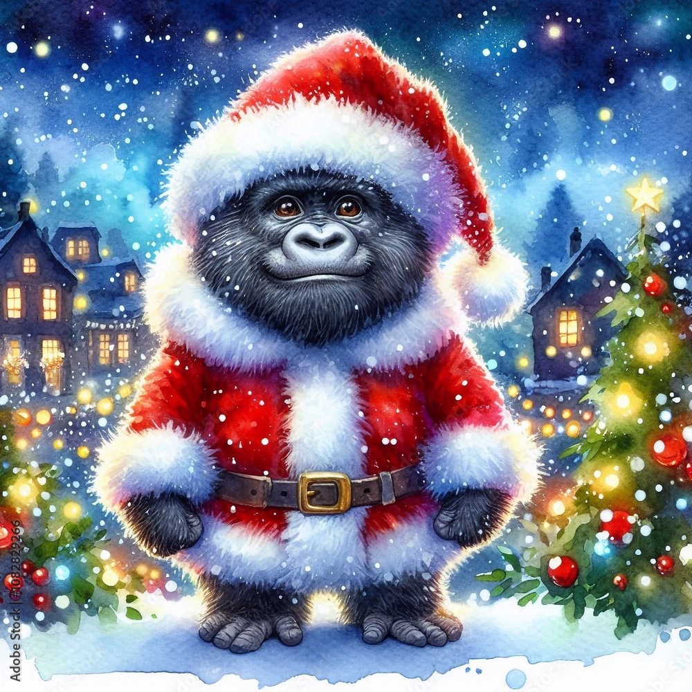 Gorilla als Weihnachtsmann Gorilla als Weihnachtsmann
