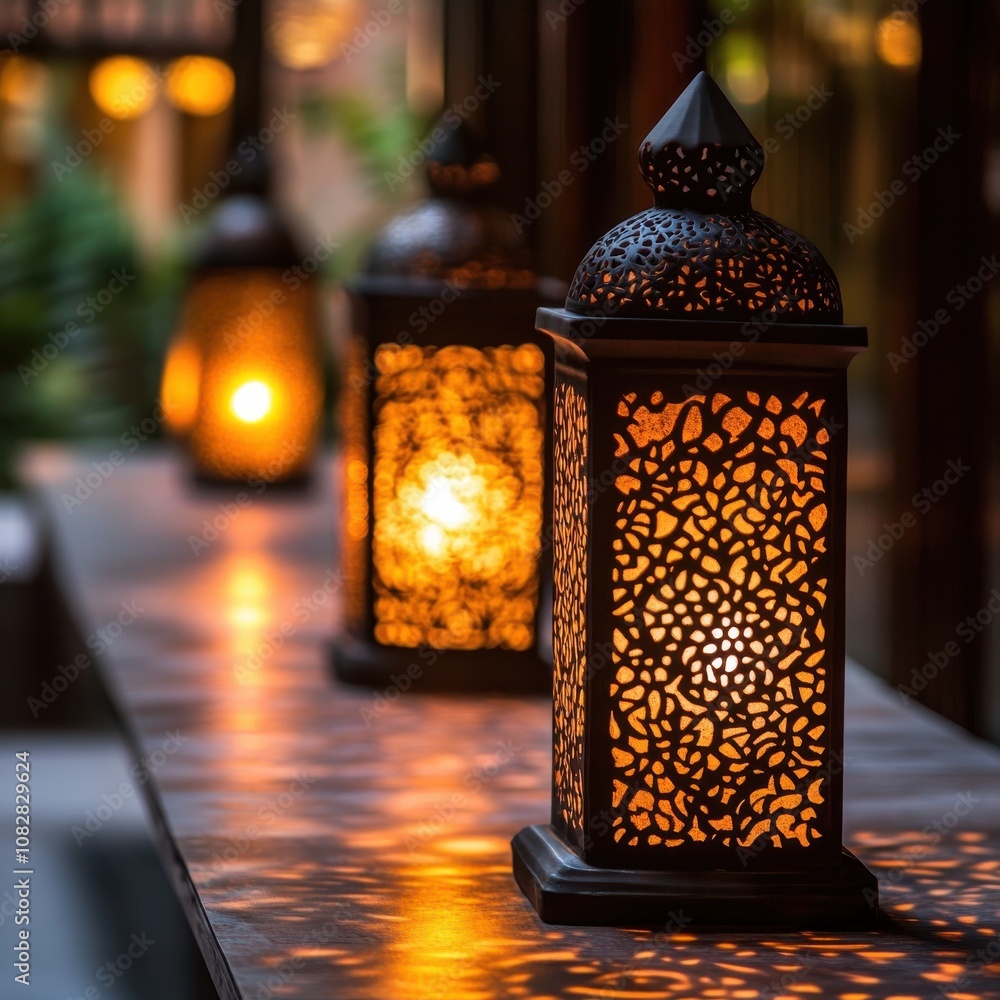 Warm Arabic Motifs with Glowing Light Background Warm Arabic Motifs with Glowing Light Background