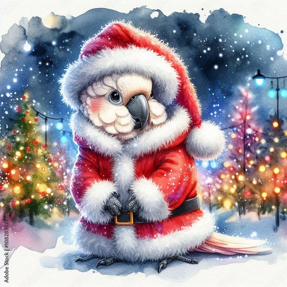 niedlicher kleiner Kakadu als Weihnachtsmann niedlicher kleiner Kakadu als Weihnachtsmann