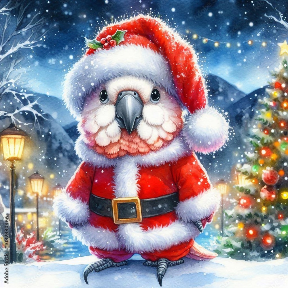 niedlicher kleiner Kakadu als Weihnachtsmann niedlicher kleiner Kakadu als Weihnachtsmann