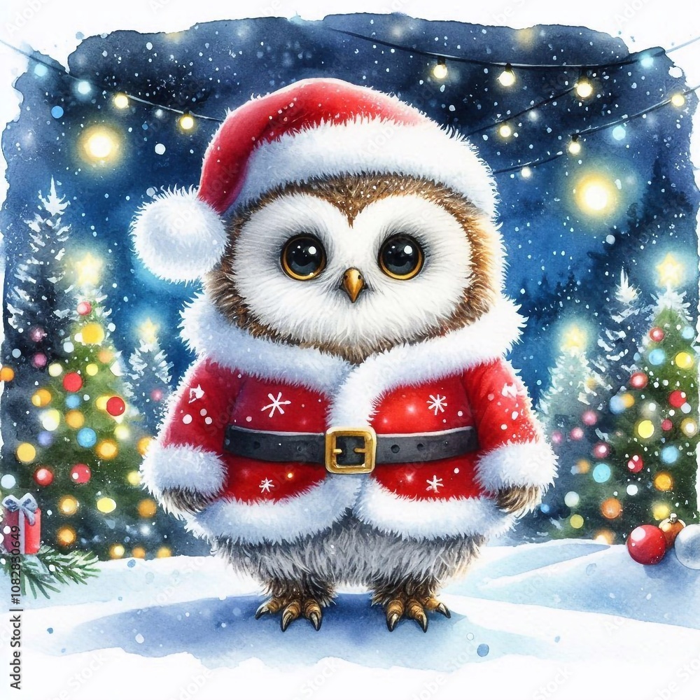niedliche kleine Eule als Weihnachtsmann niedliche kleine Eule als Weihnachtsmann