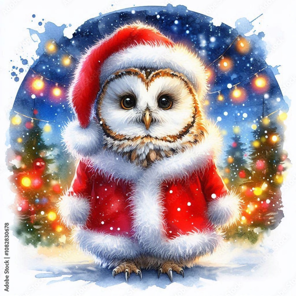 niedliche kleine Eule als Weihnachtsmann niedliche kleine Eule als Weihnachtsmann