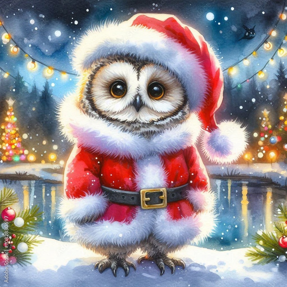 niedliche kleine Eule als Weihnachtsmann niedliche kleine Eule als Weihnachtsmann