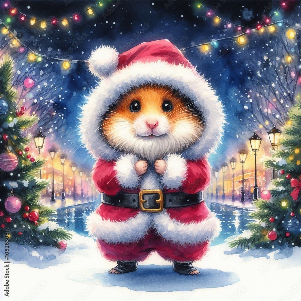 niedlicher Hamster als Weihnachtsmann niedlicher Hamster als Weihnachtsmann