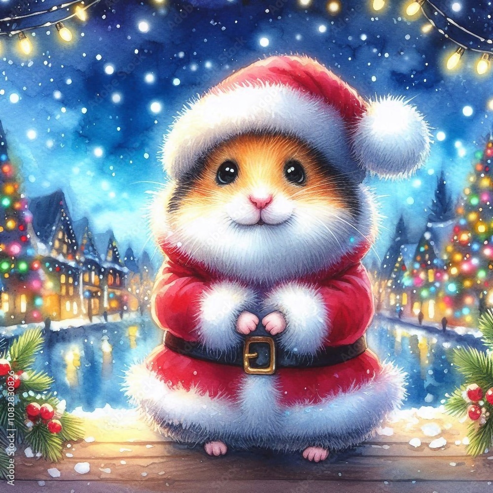niedlicher Hamster als Weihnachtsmann niedlicher Hamster als Weihnachtsmann