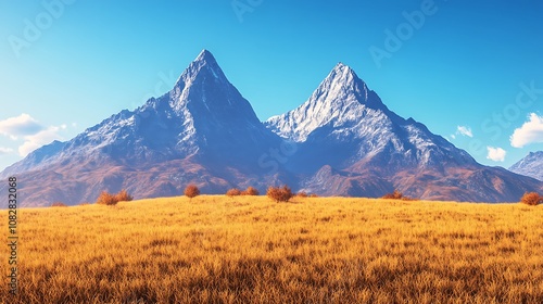 Golden fields meet majestic peaks