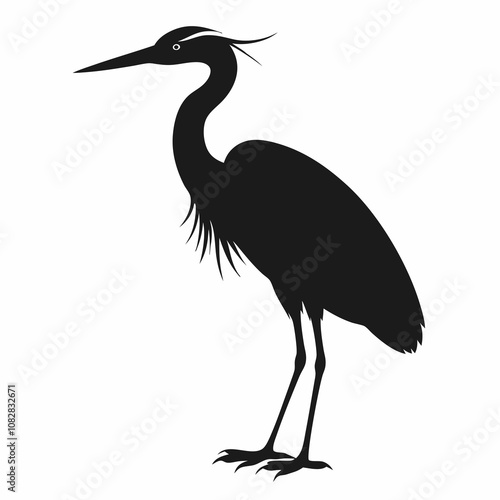 Heron bird silhouette vector illustration