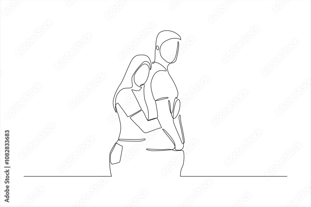 A minimalist line drawing of a couple embracing, symbolizing love and connection. A minimalist line drawing of a couple embracing, symbolizing love and connection.