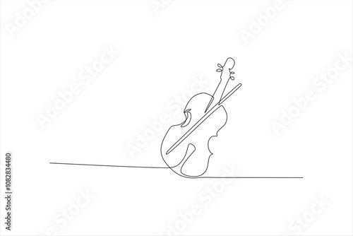 A minimalist line drawing of a cello with a bow, emphasizing musical artistry.