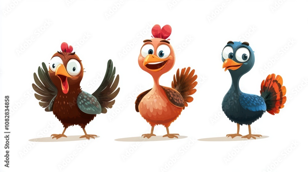 Fototapeta premium Cute cartoon character of turkey. Thanksgiving holiday celebration.