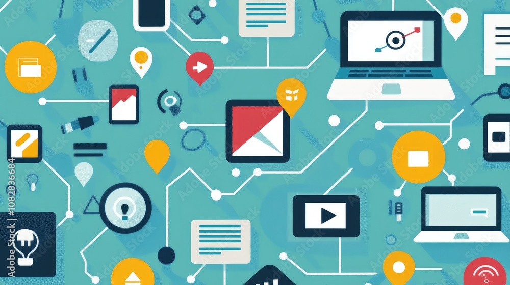 Network flat design top view theme information technology water color vivid
Network flat design top view theme information technology water color vivid