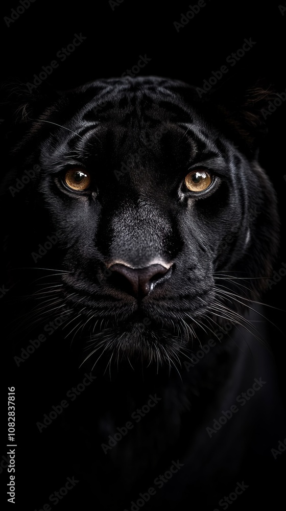 A close up of a black panther's face in the dark A close up of a black panther's face in the dark