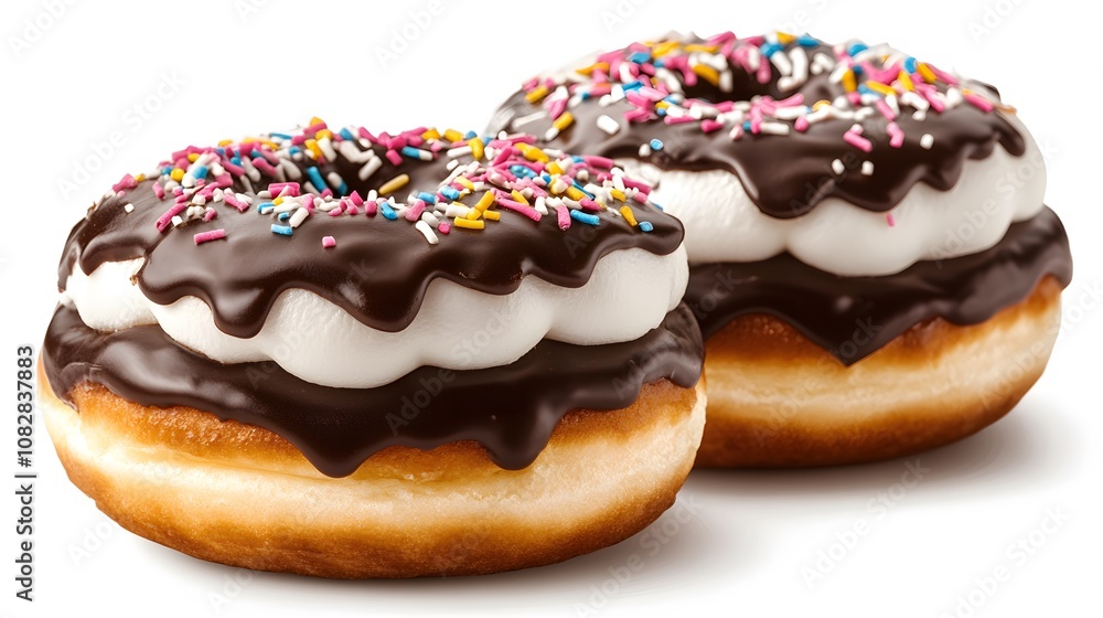 Food, Cream Doughnut, on White Background, Photo Realistic, Wallpaper, Cover and Screen for Smartphone, PC, Laptop, 9:16 and 16:9 Format Food, Cream Doughnut, on White Background, Photo Realistic, Wallpaper, Cover and Screen for Smartphone, PC, Laptop, 9:16 and 16:9 Format