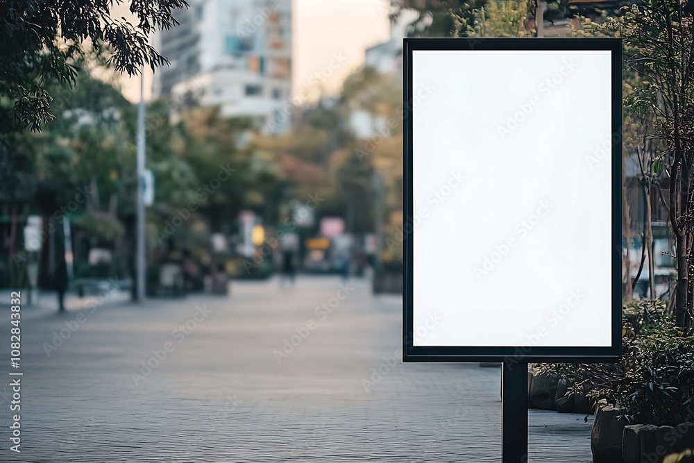 Empty Advertising Sign on Urban Street for Modern Brand Promotions and Announcements : Generative AI Empty Advertising Sign on Urban Street for Modern Brand Promotions and Announcements : Generative AI