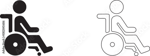 Man in a wheelchair. Vector icon.