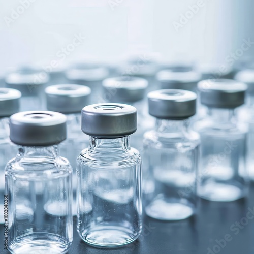 Sealed Vials Neatly Arranged in a Bright Laboratory Setting